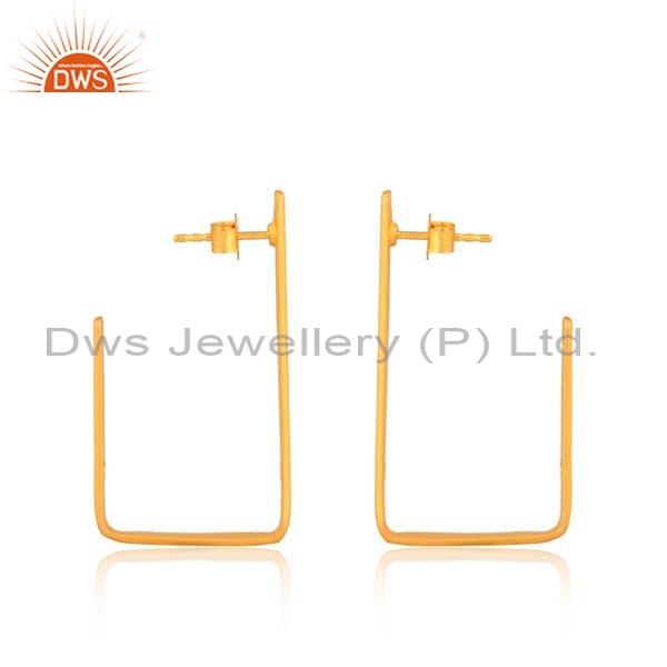 Sterling Silver Earrings With 18K Gold Rodshaped Drop