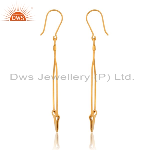 Sterling Silver Earrings With 18K Gold And Semi Circle Drops