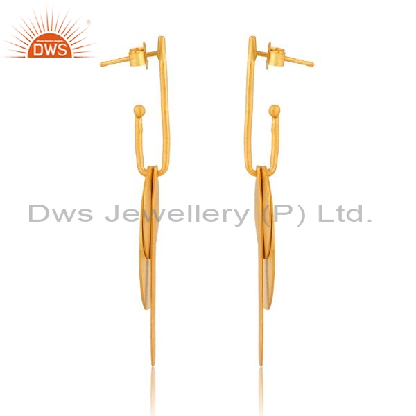 Sterling Silver Drop Earring With 18K Gold Plating Pattern