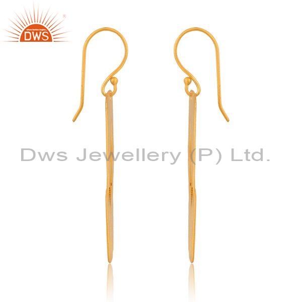 Sterling Silver Drop Earrings With Double Arrow Pattern