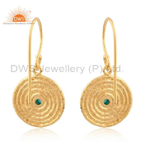 Green Onyx Gold Vermeil Dangle Earrings Sterling Silver