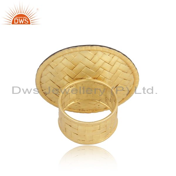 Exporter Gold Plated 925 Sterling Silver White Cubic Zirtconia Braided Woven Wave Design