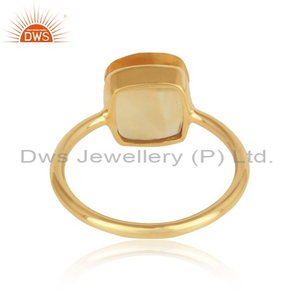 Yellow Gold On Silver 925 Handmade Rings With Citrine