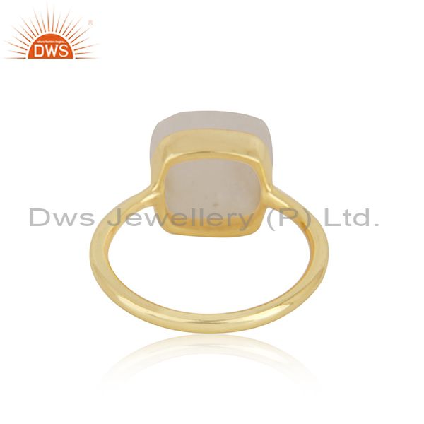 Exporter Rainbow Moonstone Gold Plated 925 Sterling Silver Girls Ring Wholesale