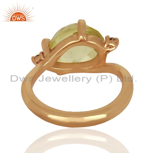 Wholesalers Green Gold Gemstone Sterling Silver Rose Gold Plated Ring Gemstone Jewellery