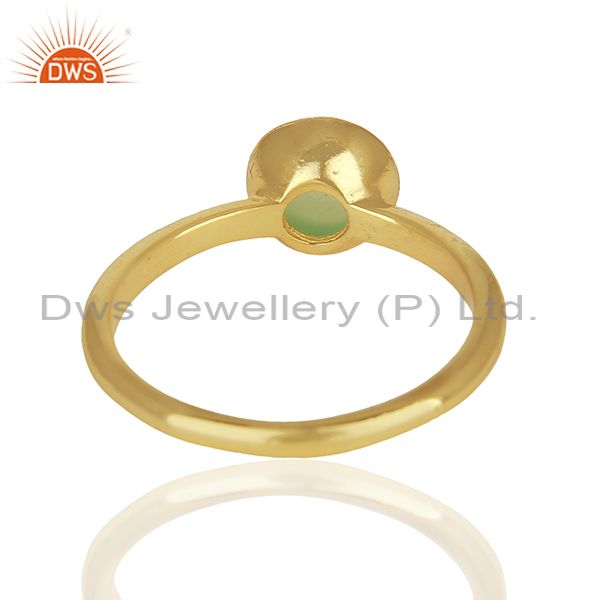Wholesalers Designer 925 Silver Gold Plated Aqua Chalcedony Gemstone Rings Jewelry