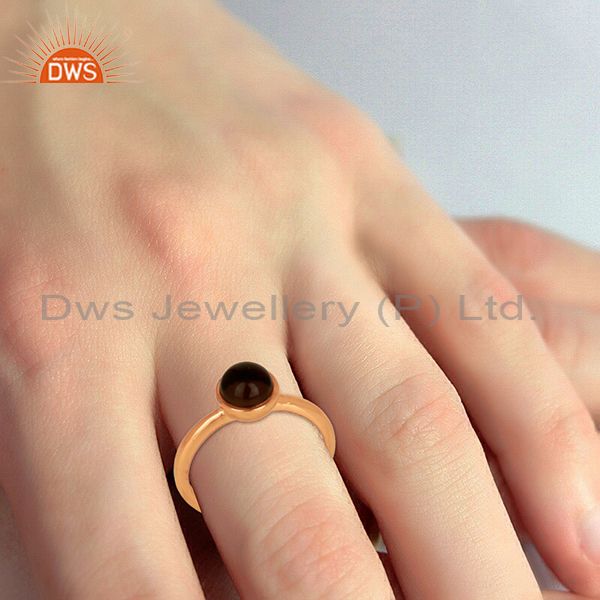 Wholesalers Smoky Topaz 925 Sterling Silver Rose Gold Plated Stack Rings Gemstone Jewellery