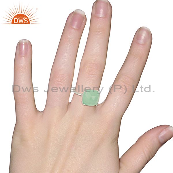 Wholesalers 925 Sterling Fine Silver Aqua Chalcedony Gemstone Rings Manufacturer