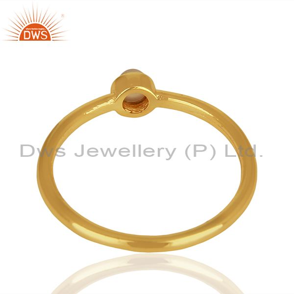 Exporter Rose Chalcedony Gemstone Gold Plated 925 sterling Silver Ring Jewelry