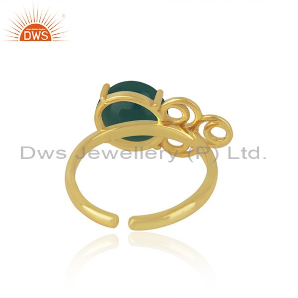 Designers of 18k gold plated sterling silver green onyx gemstone promise ring manufacturer