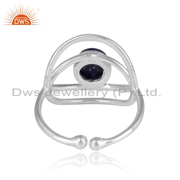 Wholesalers New Stylish Eye Design 925 Silver Lapis Blue Gemstone Ring Wholesale