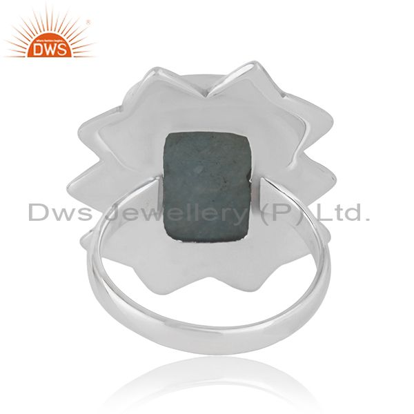 Wholesalers Indian Aquamarine Gemstone Wholesale Sterling Silver Oxidized Ring Jewelry