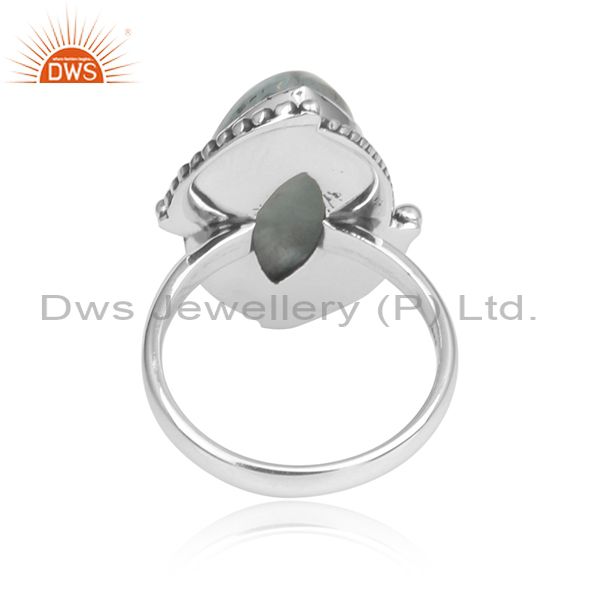 Wholesalers Aquamarine Gemstone Womens Silver Oxidized Ring Jewelry Supplier
