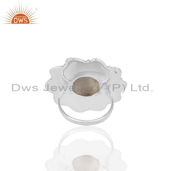 Wholesalers Oxidized 925 Silver Rainbow Moonstone Cocktail Ring Manufacturer Custom Jewelry