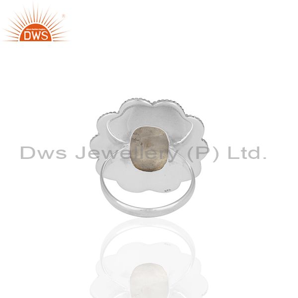 Wholesalers Handmade Floral Design Sterling 92.5 Silver Rainbow Moonstone Ring Jewellery