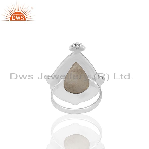 Wholesalers Natural Rainbow Moonstone Oxidized 925 Sterling Silver Cocktail Ring Supplier