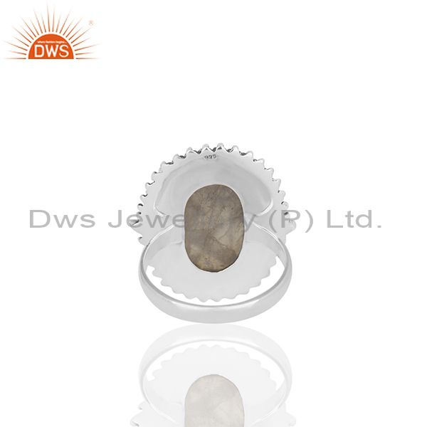 Wholesalers Bezel Set Rainbow Moonstone Oxidized Solid 925 Silver Cocktail Rings Supplier