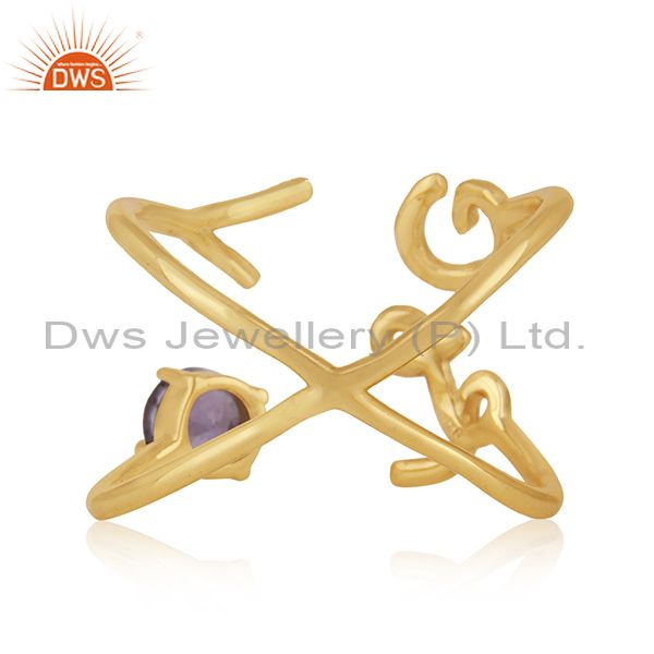 Wholesalers Initial Love Gold Plated 925 Silver Amethyst Gemstone Ring Wholesalers
