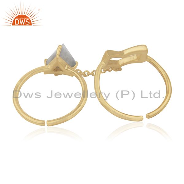 Wholesalers Arrow Shape Double Finger Sterling Silver Chain Ring Manufacturers