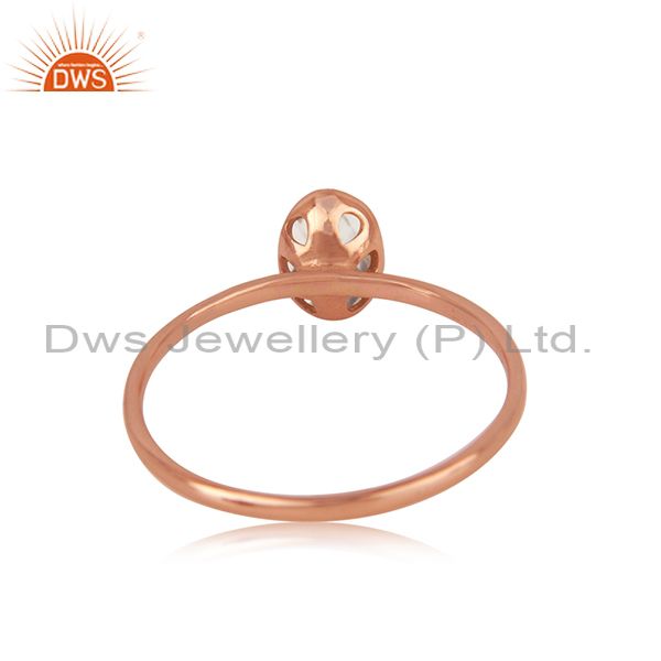 Wholesalers Blue Topaz Handmade Rose Gold Plated Sterling Silver Ring Jewelry Wholesale