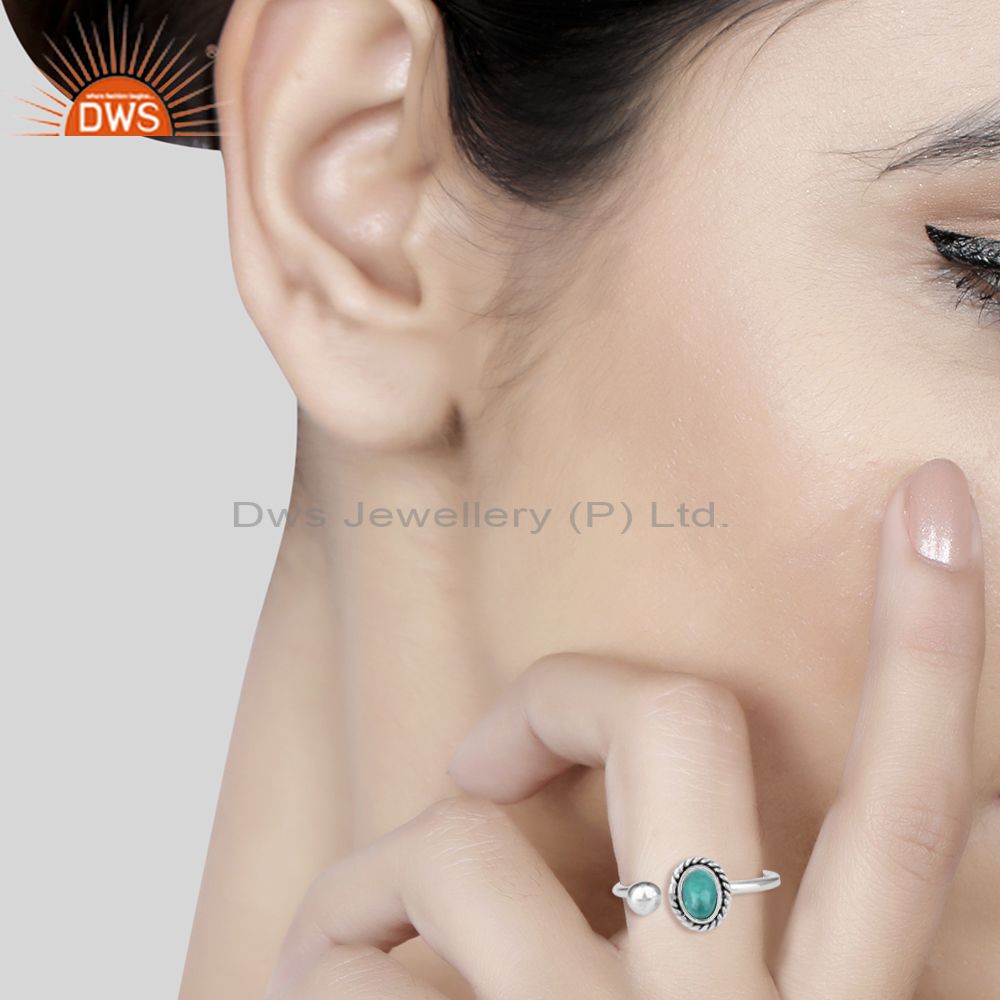 Exporter Arizona Turquoise Oxidized 92.5 Sterling Silver Ring Jewelry For Girls