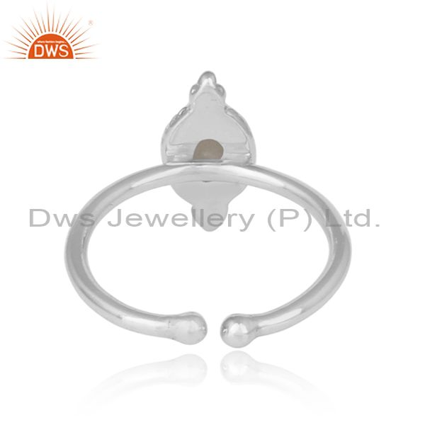Pearl Set Handmade Fine 925 Sterling Silver Adjustable Ring