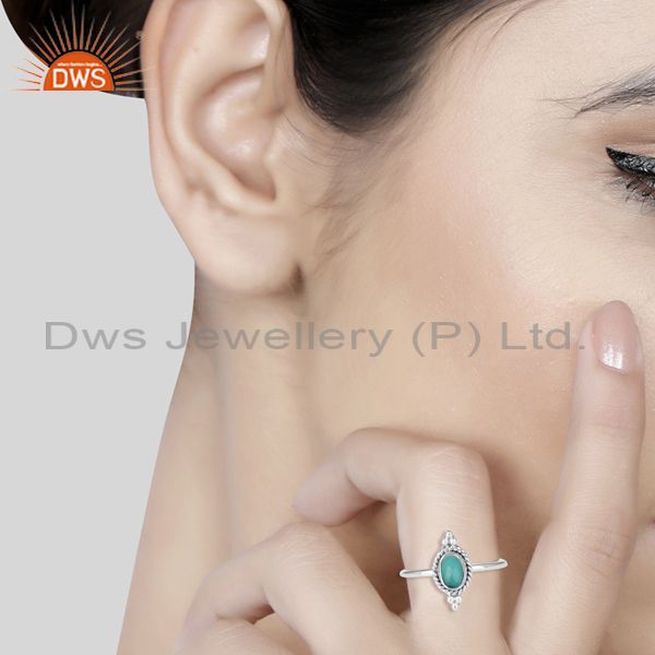 Exporter Arizona Turquoise Gemstone Oxidized Sterling Silver Ring Jewelry