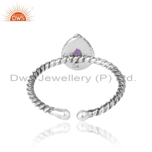 Exporter of Amethyst gemstone designer 925 sterling silver oxidized rings