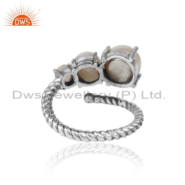 Exporter of Handmade designer ring in oxidized silver pearl and ethiopian opal