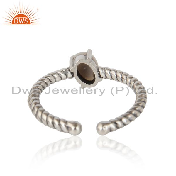 Dainty Oxidized Silver Ring Adorn With Tilted Natural Pearl