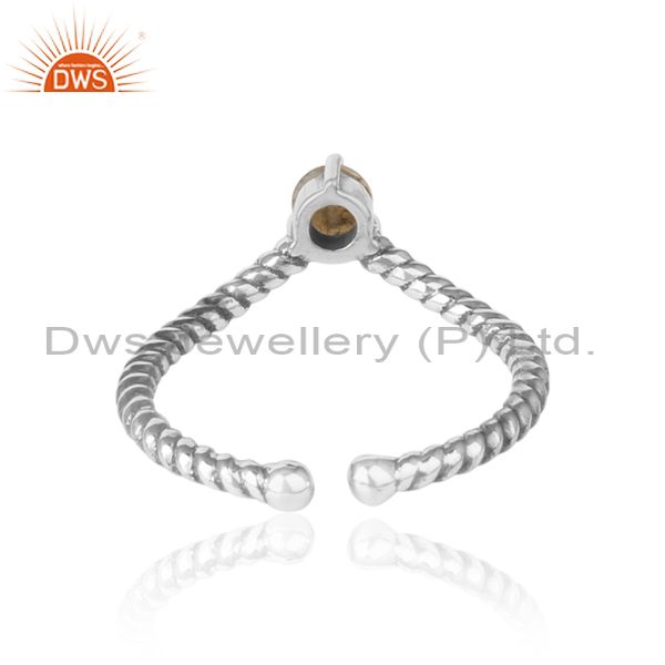 Exporter of labradorite dainty designer twisted ring in oxidized silver 925