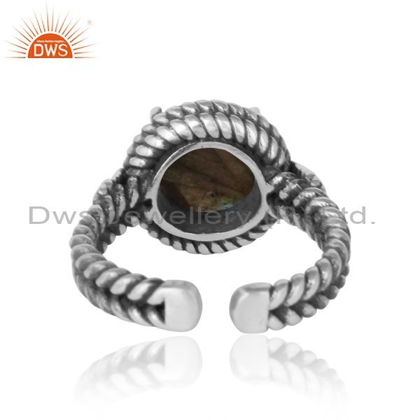 Exporter of Twisted designer bold labradorite ring in oxidized silver 925