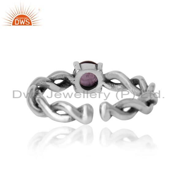 Exporter of Dainty twisted ring in oxidized silver 925 with natural amethyst