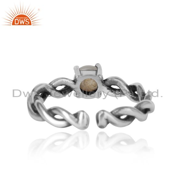 Exporter of Designer dainty twisted ring in oxidized silver 925 with pearl