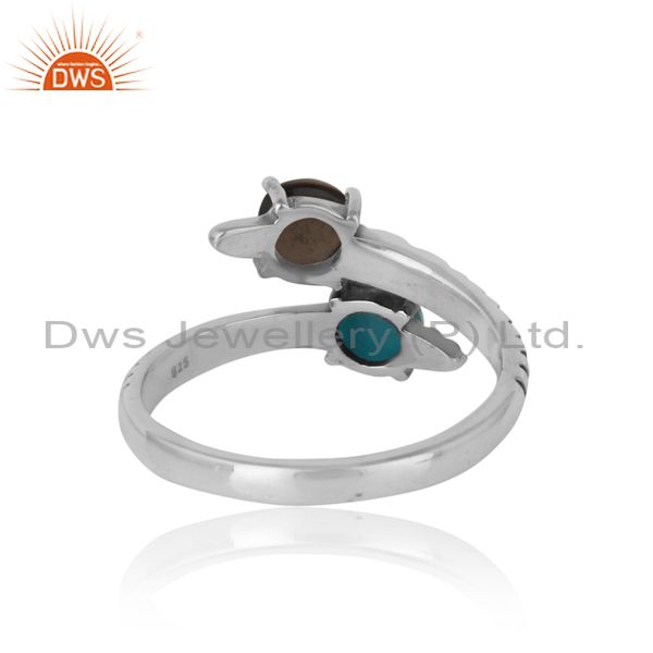 Exporter of Handmade bypass ring in oxidized silver arizona turquoise smoky