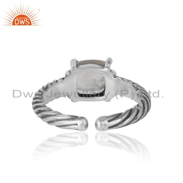 Exporter of Handcrafted twisted bold ring in oxidized silver crystal quartz