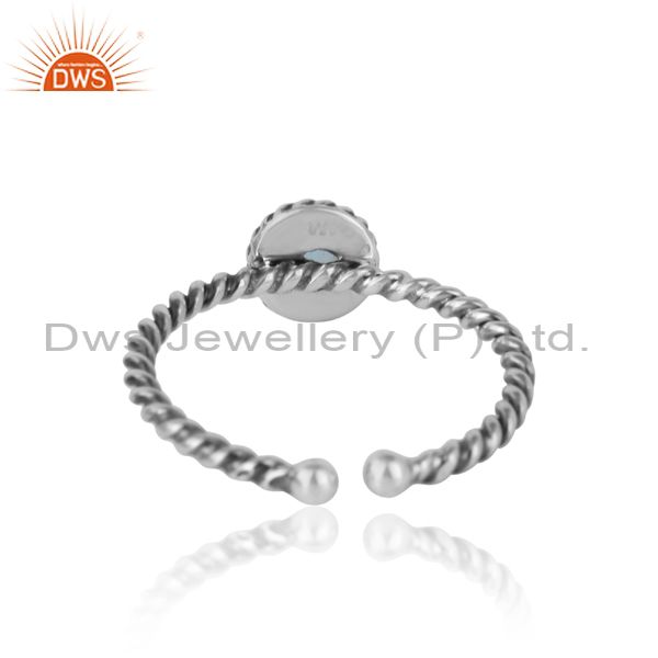 Exporter of Blue topaz twisted handmade designer ring in oxidized silver 925