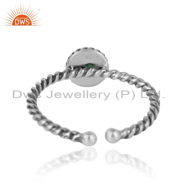 Exporter of Emerald twisted handmade designer ring in oxidized silver 925