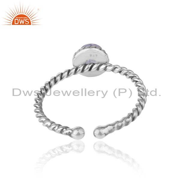 Iolite Twisted Handmade Designer Ring In Oxidized Silver 925