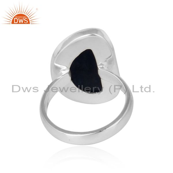 Exporter of Handmade organic shape blue sapphire ring in solid silver 925