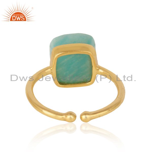 Exporter of Handmade solitaire ring in yellow gold on silver 925 and amazonite