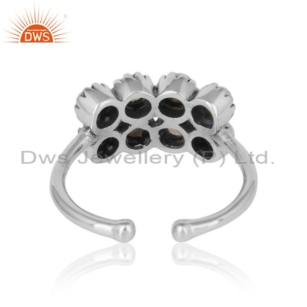 Handcrafted Designer Pearl Ethiopian Ring In Oxidized Silver