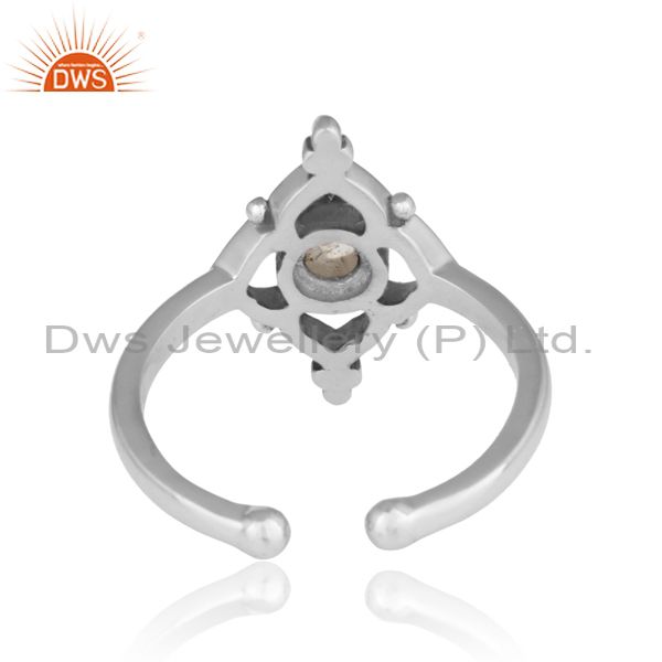 Handmade Designer Labradorite Ring In Oxidized Silver 925