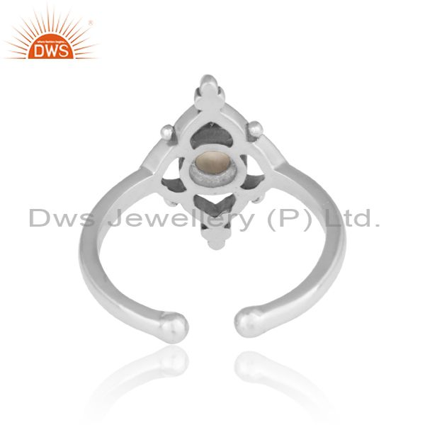Exporter of Handmade designer rainbow moonstone ring in oxidized silver 925