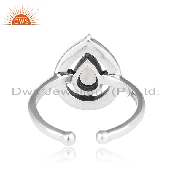 Exporter of Designer dainty oxidized silver 925 ring with rainbow moonstone