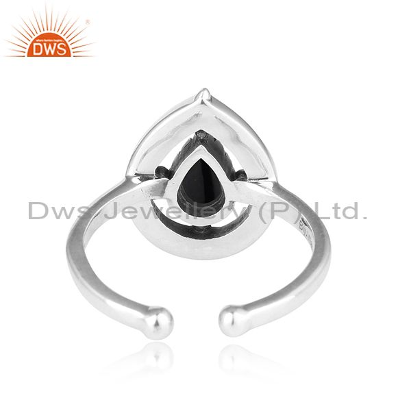 Designer Dainty Oxidized Silver 925 Ring With Black Onyx