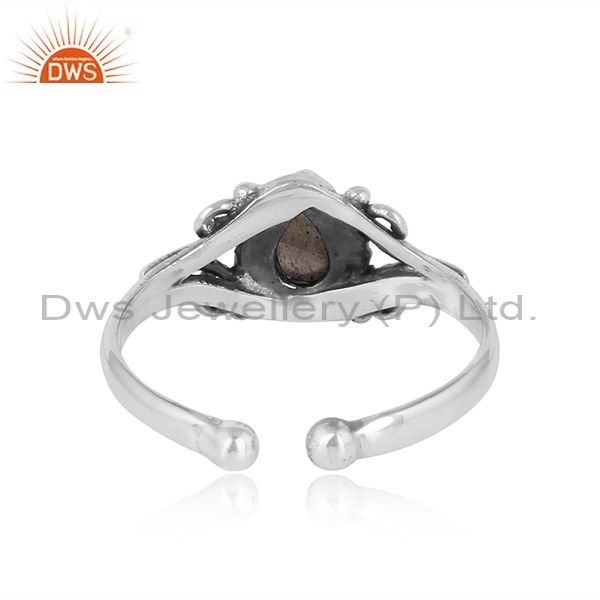 Exporter of Designer handmade dainty labradorite ring in oxidized silver 925