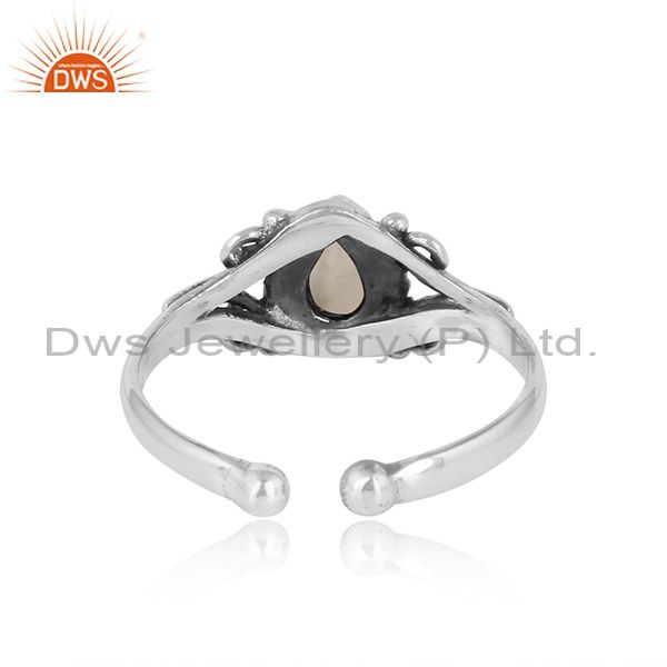 Designer Handmade Dainty Howlite Ring In Oxidized Silver 925