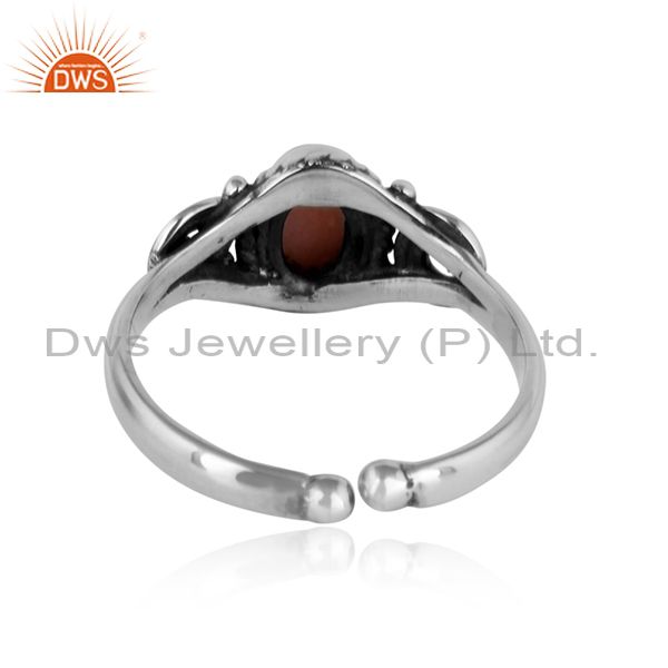 Exporter of Designer handmade dainty ring in oxidized silver and pink opal