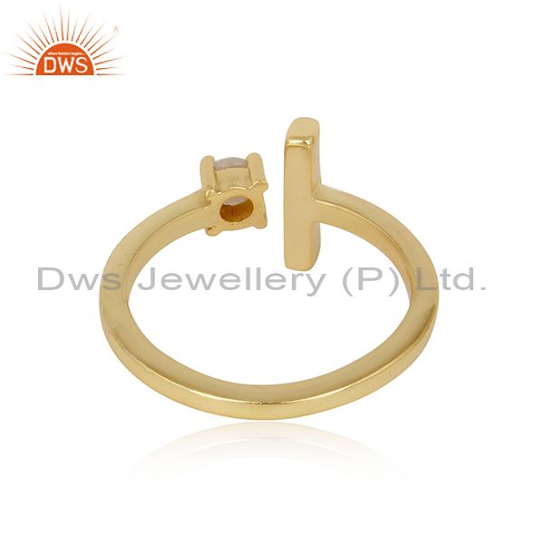 Exporter of Handcrafted designer gold on silver single bar ring with pink opal